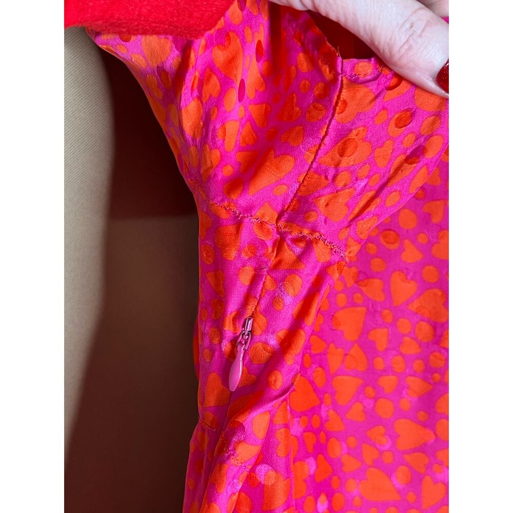 Tara Jarmon Rozenn Dress pink hearts 40 US 8 - Picture 14 of 15
